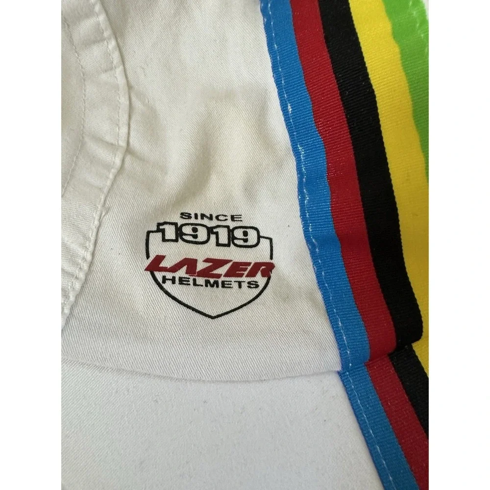 Lazer Helmets Cycling Since 1919 Cap Hat White Colored Racing Stripes Front Logo